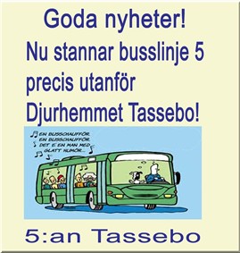 Buss nr 5 stannar uranf&ouml;r Djurhemmet Tassebo.